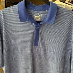 Puma Men’s Blue Micro-Striped Polo